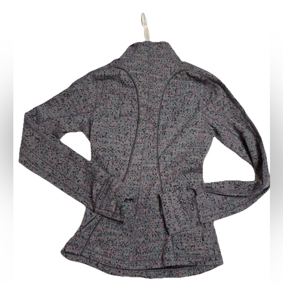 LULULEMON Neon Tweed Jacquard Battleship Electric Coral Run Briskly 1/2 Zip SZ 2 - Picture 3 of 6